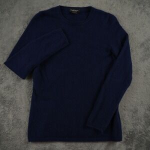 Lord & Taylor Sweater Womens M Navy Blue 100% Cashmere Crew Neck Long Sleeve